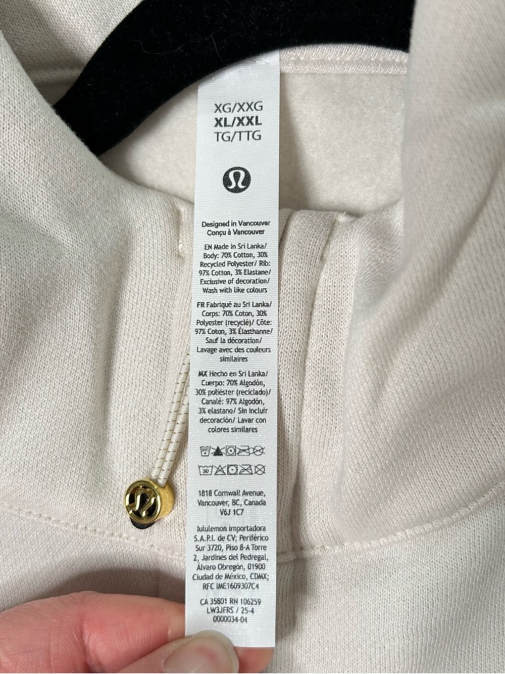 NWT Lululemon Scuba Oversized Half Zip Long Hoodie Size XL/XXL Ivory Gold - Picture 3 of 12